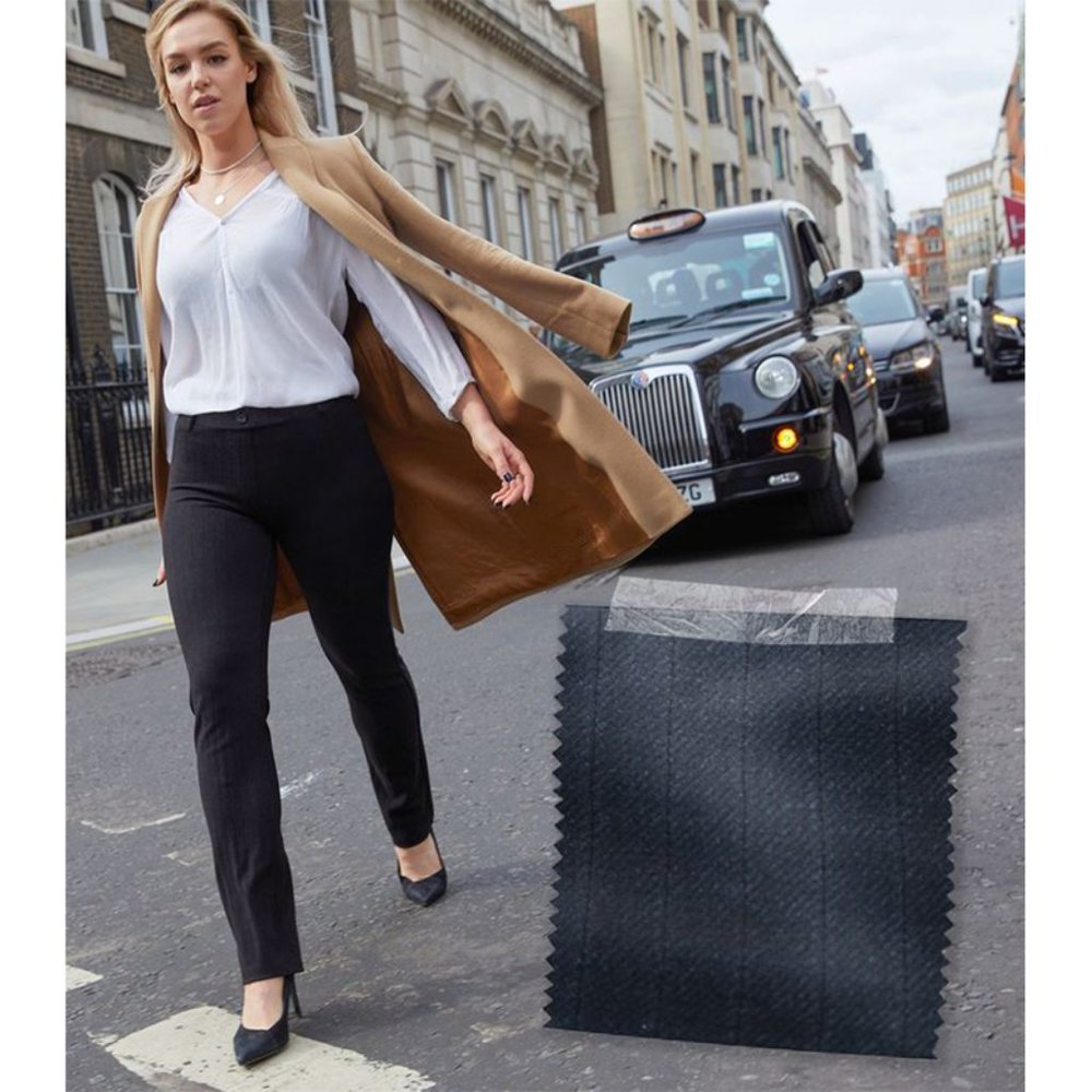 Betabrand Dress Pant Yoga Pants Savile Pinstripe Tonal Stripe Straight Leg Black - Picture 1 of 9